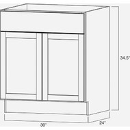 Continental Cabinets Andover Shaker 30 In. W x 34 In. H x 24 In. D White Thermofoil Base Kitchen Cabinet