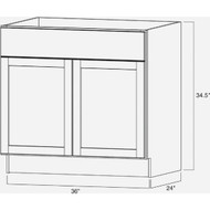 Continental Cabinets Andover Shaker 36 In. W x 34 In. H x 24 In. D White Thermofoil Base Kitchen Cabinet