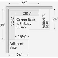 Continental Cabinets Andover Shaker 36 In. W x 24 In. D x 34-1/2 In. H White Thermofoil Lazy Susan Corner Base Kitchen Cabinet