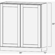 Continental Cabinets Andover Shaker 30 In. W x 30 In. H x 12 In. D White Thermofoil Wall Kitchen Cabinet