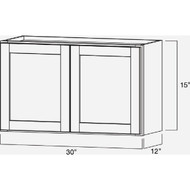 Continental Cabinets Andover Shaker 30 In. W x 12 In. D x 15 In. H White Thermofoil Bridge Wall Kitchen Cabinet