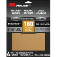 3M SandBlaster 9 In. x 11 In. Advanced Sanding Sheets with No-Slip Grip  180 Grit (4-Pack)
