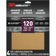 3M SandBlaster 9 In. x 11 In. Advanced Sanding Sheets with No-Slip Grip  120 Grit (4-Pack)