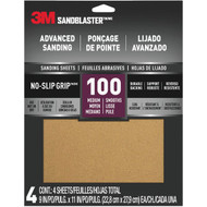 3M SandBlaster 9 In. x 11 In. Advanced Sanding Sheets with No-Slip Grip  100 Grit (4-Pack)