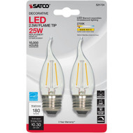 Satco Nuvo 25W Equivalent Warm White Clear CA10 Medium LED Decorative Light Bulb  California Compliant (2-Pack)