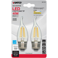 Satco Nuvo 40W Equivalent Warm White Clear CA10 Medium LED Decorative Light Bulb (2-Pack)