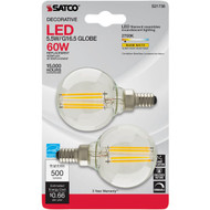 Satco Nuvo 60W Equivalent Warm White G16.5 Candelabra LED Decorative Light Bulb (2-Pack)