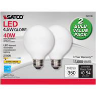 Satco Nuvo 40W Equivalent Warm White G25 Medium Frosted LED Decorative Light Bulb (2-Pack)