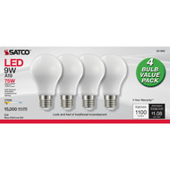 Satco Nuvo 75W Equivalent Warm White A19 Medium Frosted LED Light Bulb (4-Pack)