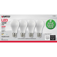 Satco Nuvo 100W Equivalent Warm White A19 Medium Frosted LED Light Bulb (4-Pack)