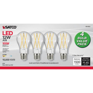 Satco Nuvo 100W Equivalent Warm White A19 Medium Clear LED Light Bulb (4-Pack)