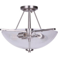 Home Impressions 15 In. Brushed Nickel Semi-Flush Mount Ceiling Light Fixture  Clear Glass