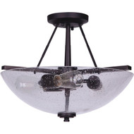 Home Impressions 15 In. Oil Rubbed Bronze Semi-Flush Mount Ceiling Light Fixture  Seeded Glass