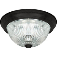 Home Impressions 13 In. Matte Black Flush Mount Ceiling Light Fixture  Clear Glass