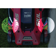 SKIL PwrCore 18 In. 20V Brushless Push Lawn Mower with Two 4.0 Ah Batteries and Dual Port Charger