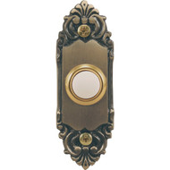 Heath Zenith Wired Antique Brass Fleur de Lis LED Lighted Doorbell Push-Button