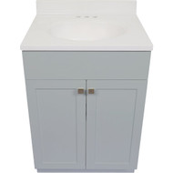 Modular Charleston Gray 24 In. W x 18 In. D x 34-1/2 In. H Vanity with White Cultured Marble Top