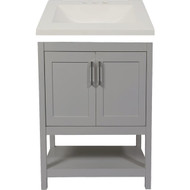 Modular Monaco Gray 24 In. W x 18 In. D x 34-1/2 In. H  Vanity with White Cultured Marble Top
