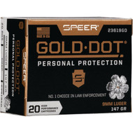 Speer Gold Dot 9mm 147 Grain HP Centerfire Ammunition Cartridges