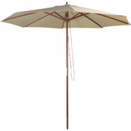 Bond Shade Factory 9 Ft. Wooden Double Pulley Natural Market Umbrella