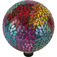 Alpine 10 In. Dia. Colorful Mosaic Leaves Glass Gazing Globe