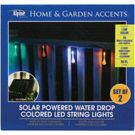 Alpine 12 Ft. 20 Multi-Color LED Waterdrop Solar Outdoor Patio String Lights (2-Pack)
