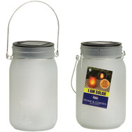 Alpine 4 In. Dia. Dancing Flame LED Solar Glass Jar Patio Lantern (Set of 2)