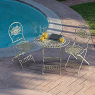 Alpine 3-Piece Vintage Cream Color Metal Bistro Set