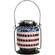 Alpine 5 In. W. x 12 In. H. x 7 In. L. Patriotic Americana Solar LED Patio Lantern