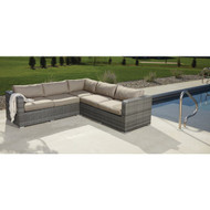 Outdoor Expressions Juni Outdoor Patio Sectional Sofa with Tan Cushions