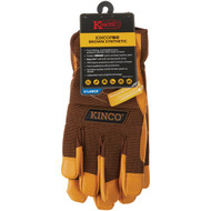KincoPro Men's XL Brown Polyester-Spandex Back Synthetic Leather Work Glove