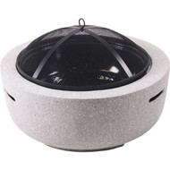 23 In. Round Charcoal/Wood/Pellet Fire Pit  Light Gray