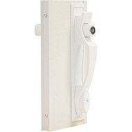 Larson White Heavy-Duty Keyed Push Button Door Latch