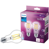 Philips Ultra Definition 40W Equivalent Daylight A19 Medium LED Light Bulb  Clear (2-Pack)