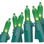 Green 100-Bulb Mini Incandescent-Style LED String Light Set with Green Wire