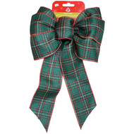 Holiday Trims 7-Loop 8.5 In. W. x 14 In. L. Red/Green/Beige Plaid Christmas Bow