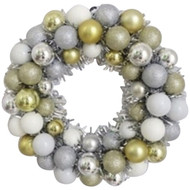 Youngcraft 16 In. Silver  White  & Champagne Shatterproof Ornament Wreath