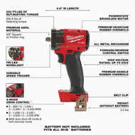Milwaukee M18 FUEL Brushless 3/8 In. Compact Cordless Impact Wrench with Friction Ring (Tool Only)