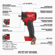 Milwaukee M18 FUEL Brushless 1/2 In. Compact Cordless Impact Wrench with Friction Ring (Tool Only)