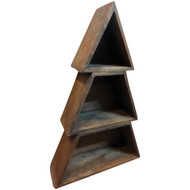 18 In. Walnut Wood Christmas Tree with Shelves