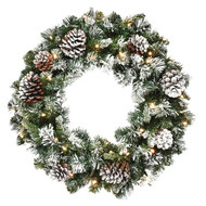 Frosted Forest Morning 24 In. 35-Bulb Warm White LED Prelit Wreath