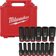 Milwaukee SHOCKWAVE Metric 1/2 In. Drive 6-Point Deep Impact Driver Set (14-Piece)