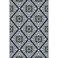 Backyard Bungalow San Miguel 6 Ft. 6 In. x 9 Ft. 6 In. Medallion in Diamond Plush Outdoor Rug