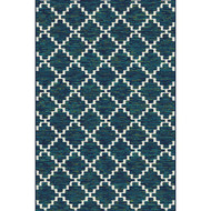 Backyard Bungalow Peosta 6 Ft. 7 In. x 9 Ft. 6 In. Teal Lattice Plush Outdoor Rug