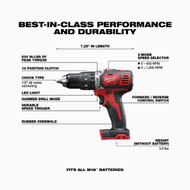 Milwaukee M18 2-Tool Cordless Compact Hammer Drill & Compact Impact Driver Combo Kit with (2) 1.5 Ah Batteries & Charger