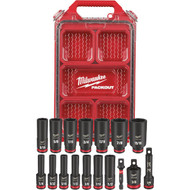 Milwaukee SHOCKWAVE Standard 3/8 In. Drive 6-Point Deep Impact Driver Set with PACKOUT Organizer (17-Piece)