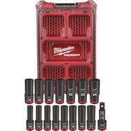 Milwaukee SHOCKWAVE Metric 1/2 In. Drive 6-Point Deep Impact Driver Set with PACKOUT Organizer (16-Piece)