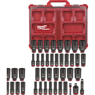Milwaukee SHOCKWAVE Standard/Metric 3/8 In. Drive 6-Point Deep Impact Driver Set with PACKOUT Organizer (36-Piece)