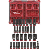 Milwaukee SHOCKWAVE Standard/Metric 1/2 In. Drive 6-Point Deep Impact Driver Set with PACKOUT Organizer (31-Piece)