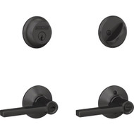 Schlage Matte Black Single Cylinder Deadbolt and Keyed Entry Latitude Lever Combo